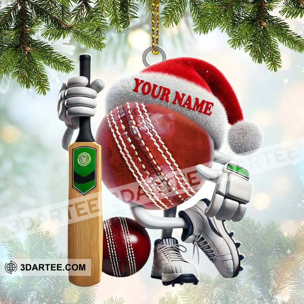 Custom Name Cricket Ball Ornament Lover Christmas Gift 3.54’’ / 1