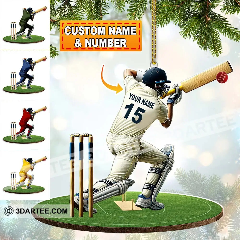 Custom Name Cricket Ball Ornament Lover Christmas Gift