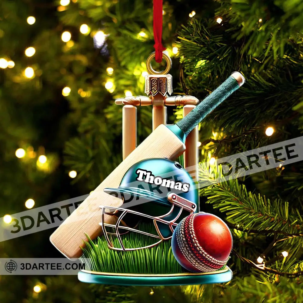 Custom Name Cricket Ball Ornament Lover Christmas Gift