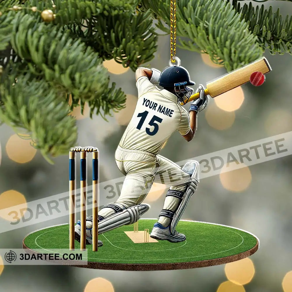 Custom Name Cricket Ball Ornament Lover Christmas Gift