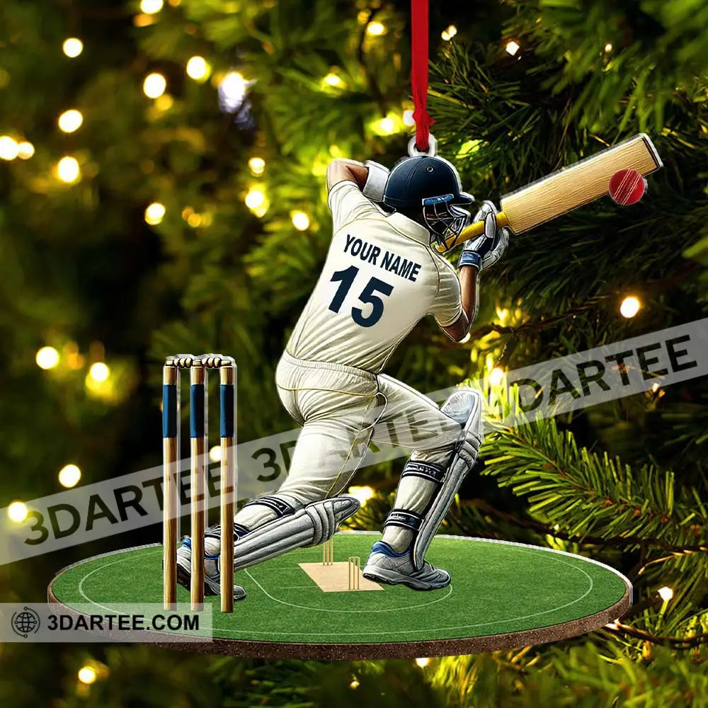 Custom Name Cricket Ball Ornament Lover Christmas Gift