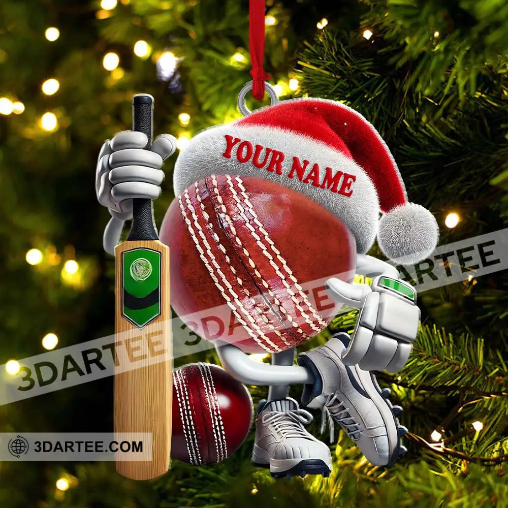 Custom Name Cricket Ball Ornament Lover Christmas Gift