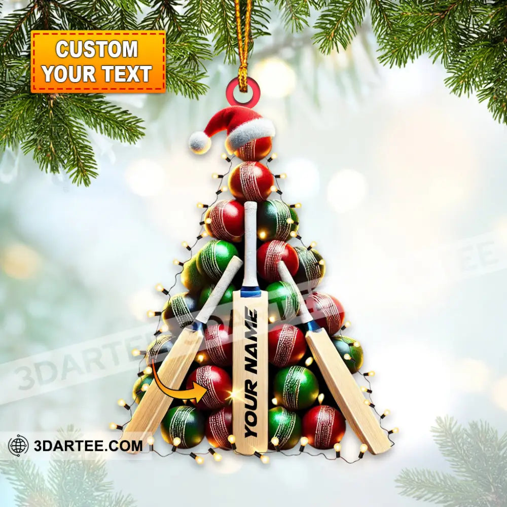 Custom Name Cricket Ball Ornament Lover Christmas Gift