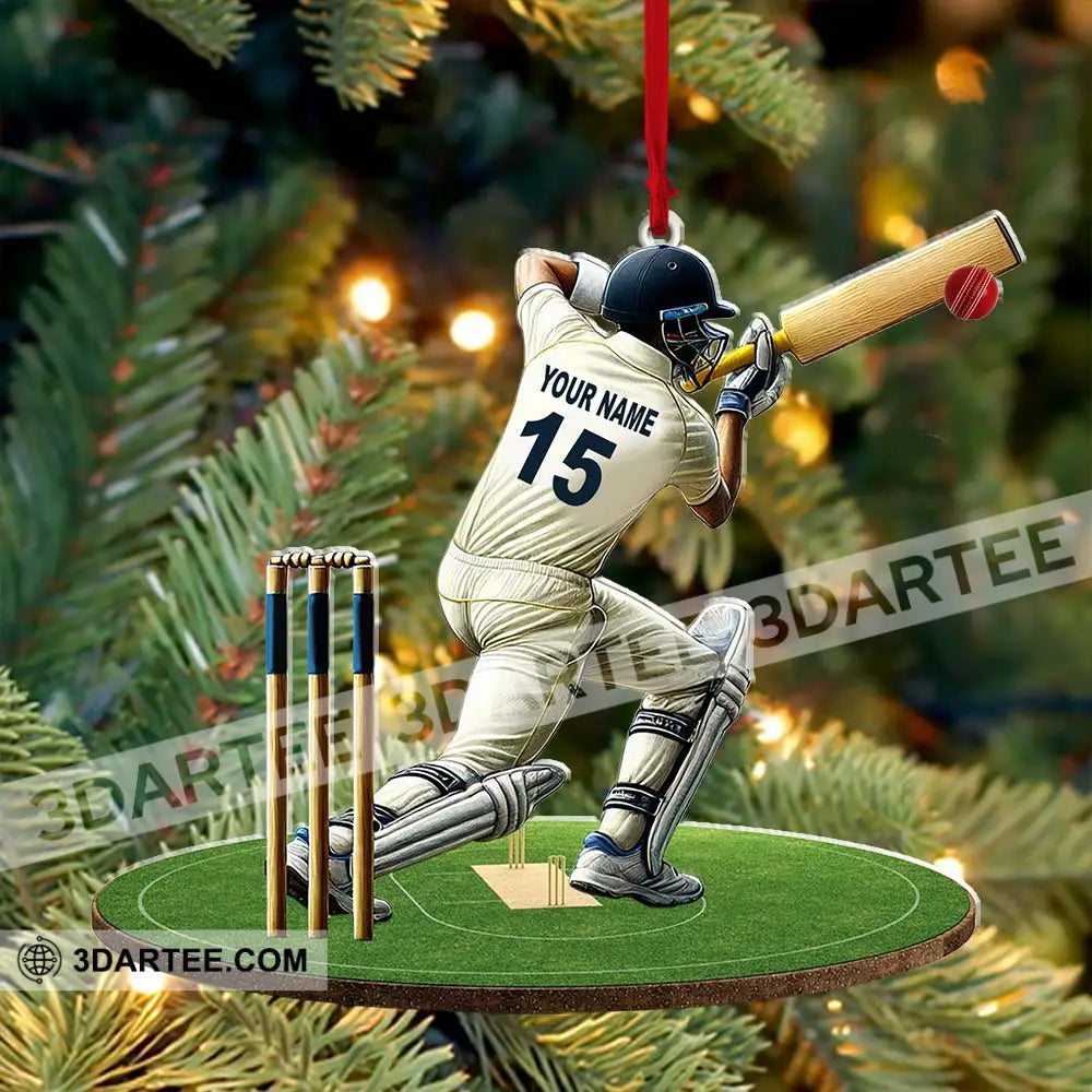 Custom Name Cricket Ball Ornament Lover Christmas Gift