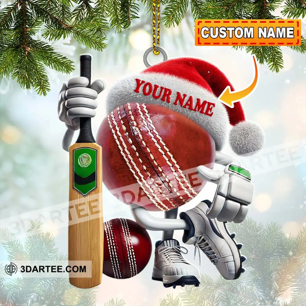 Custom Name Cricket Ball Ornament Lover Christmas Gift