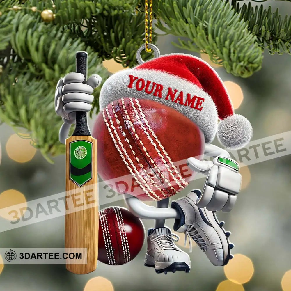 Custom Name Cricket Ball Ornament Lover Christmas Gift