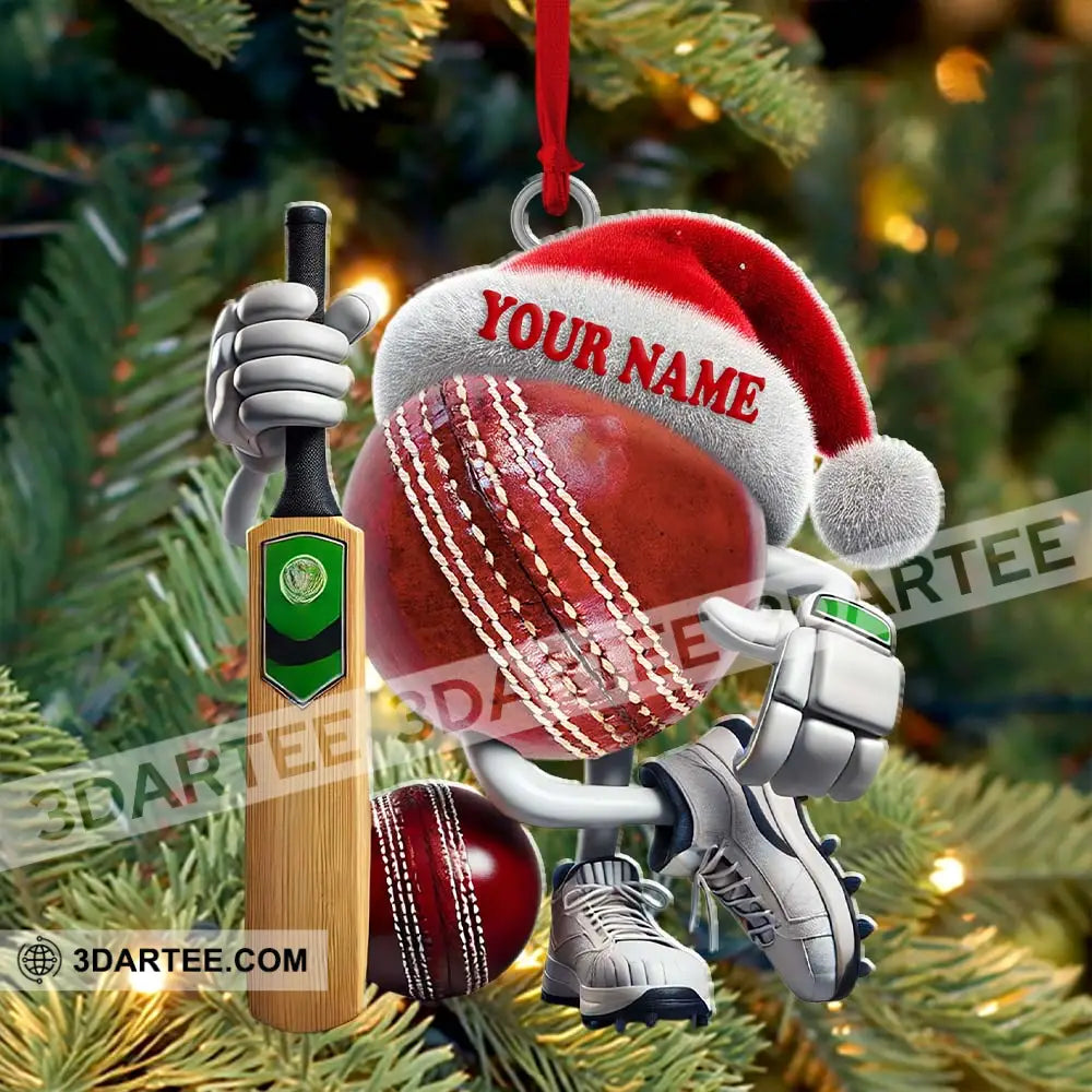 Custom Name Cricket Ball Ornament Lover Christmas Gift