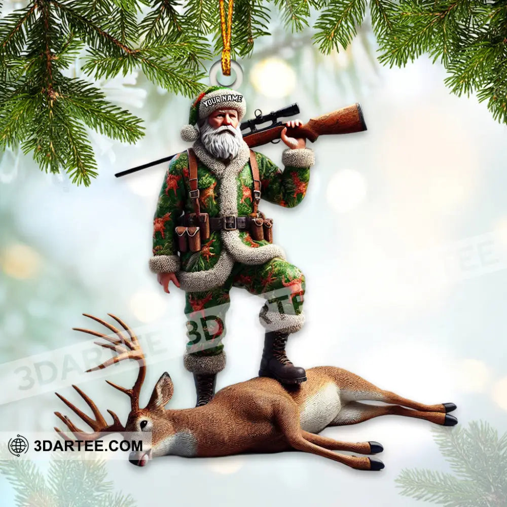 Custom Name Deer Hunting Ornament Hunter Christmas Gift 3.54’’ / 1