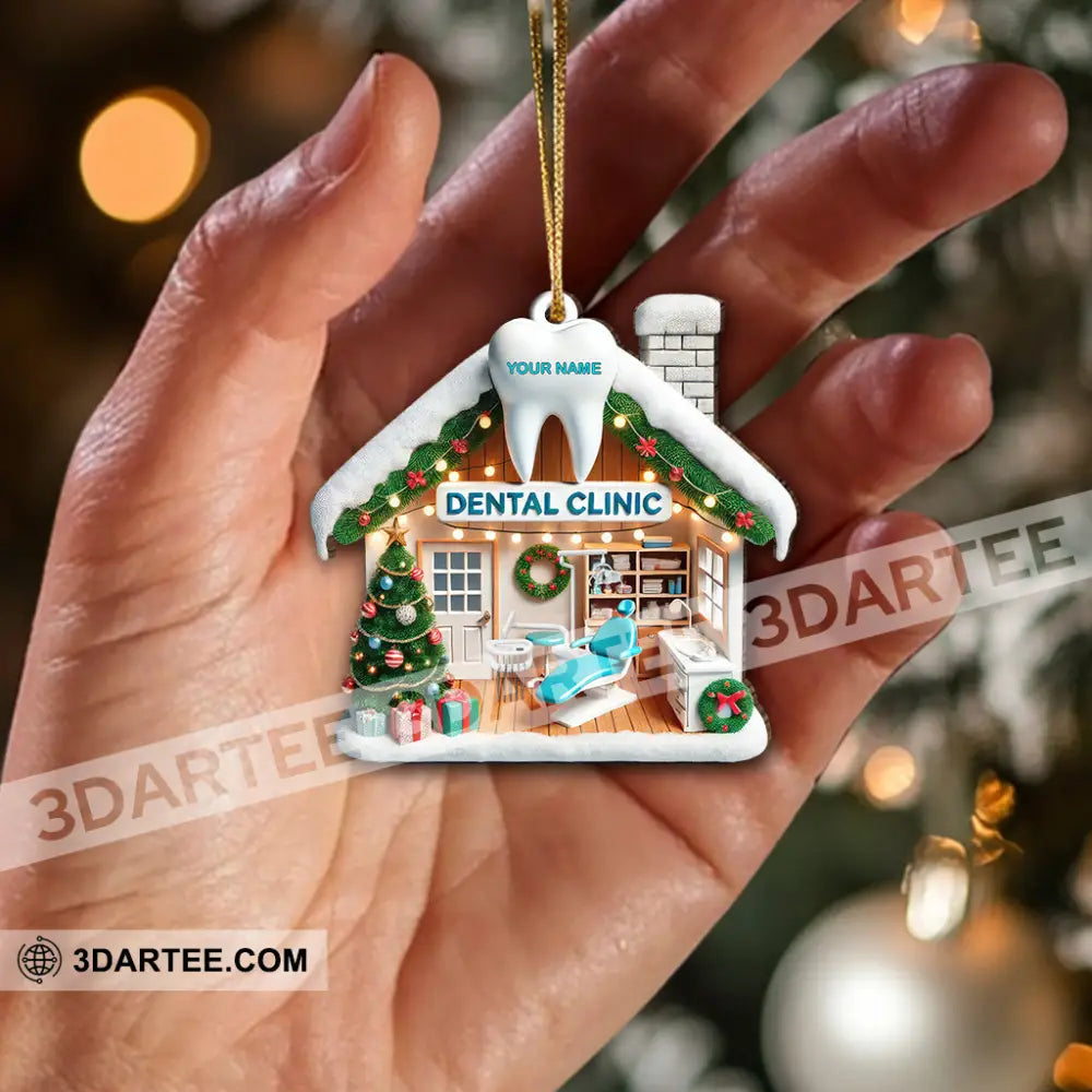 Custom Name Dental Clinic Ornament Christmas Gift For Dentist