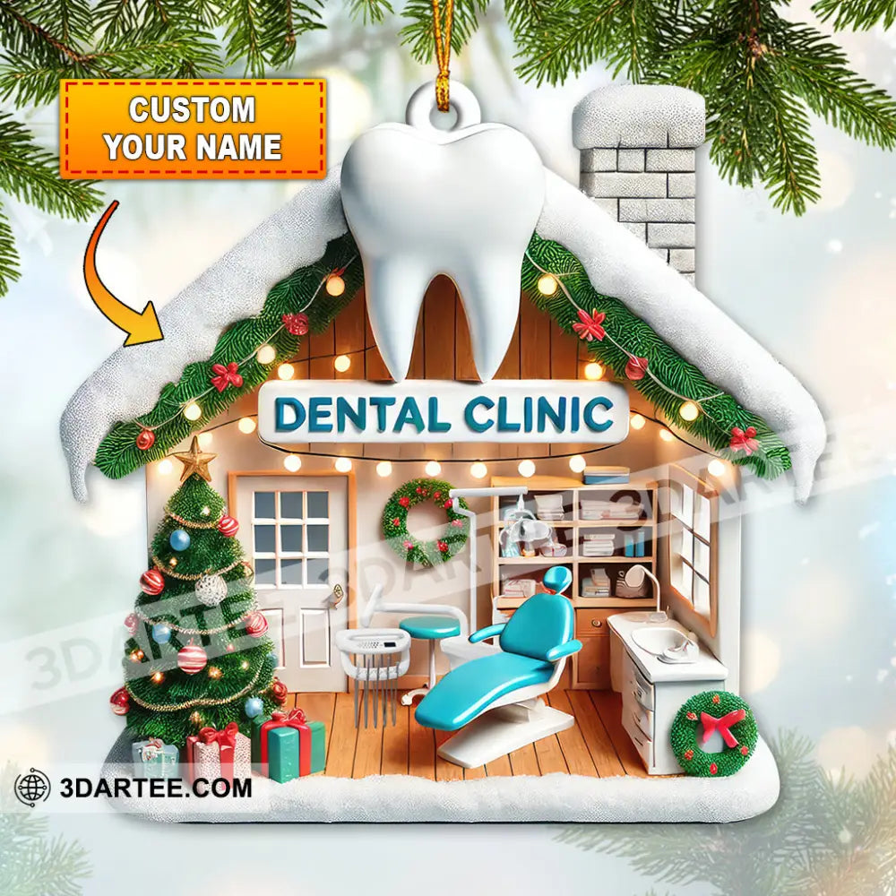 Custom Name Dental Clinic Ornament Christmas Gift For Dentist