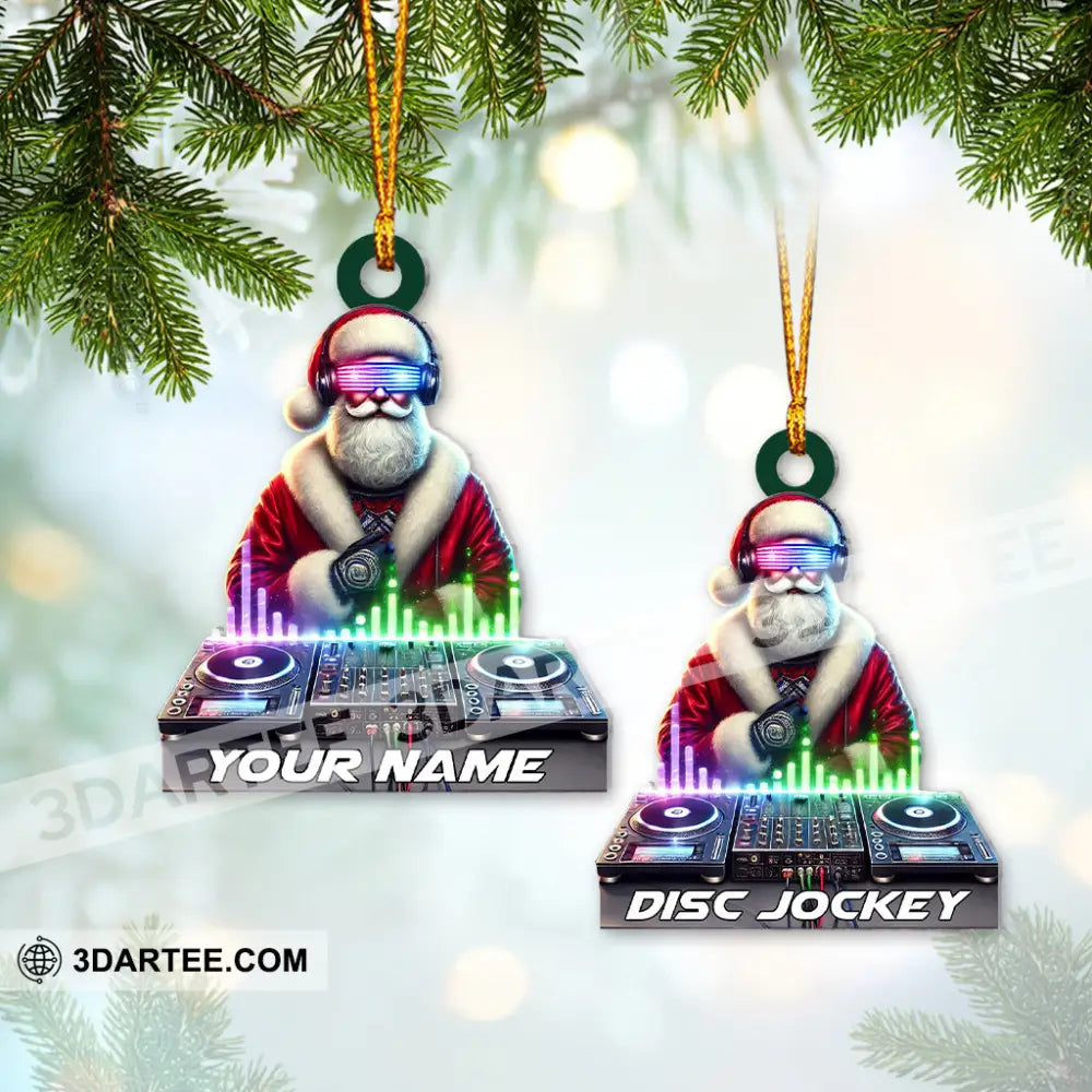 Custom Name Disc Jokey Ornament Gift For Dj Christmas