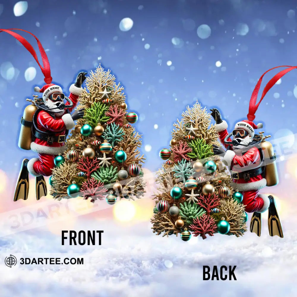Custom Name Diving Santa Ornament Christmas Gift