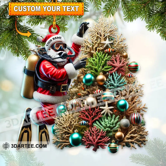 Custom Name Diving Santa Ornament Christmas Gift