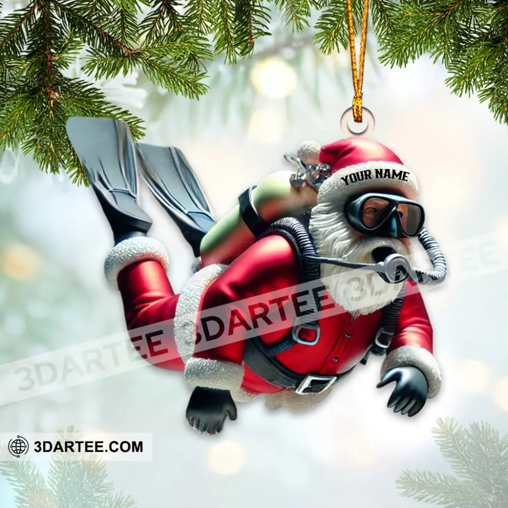 Custom Name Diving Santa Ornament Dive Lover Christmas Gift 3.54’’ / 1