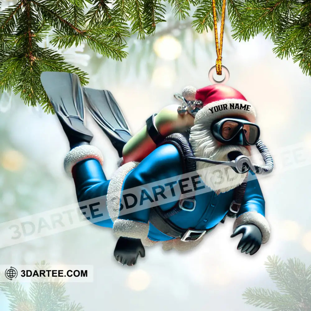 Custom Name Diving Santa Ornament Dive Lover Christmas Gift