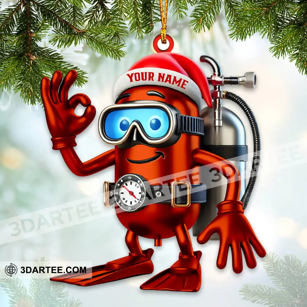 Custom Name Diving Santa Ornament Dive Lover Christmas Gift