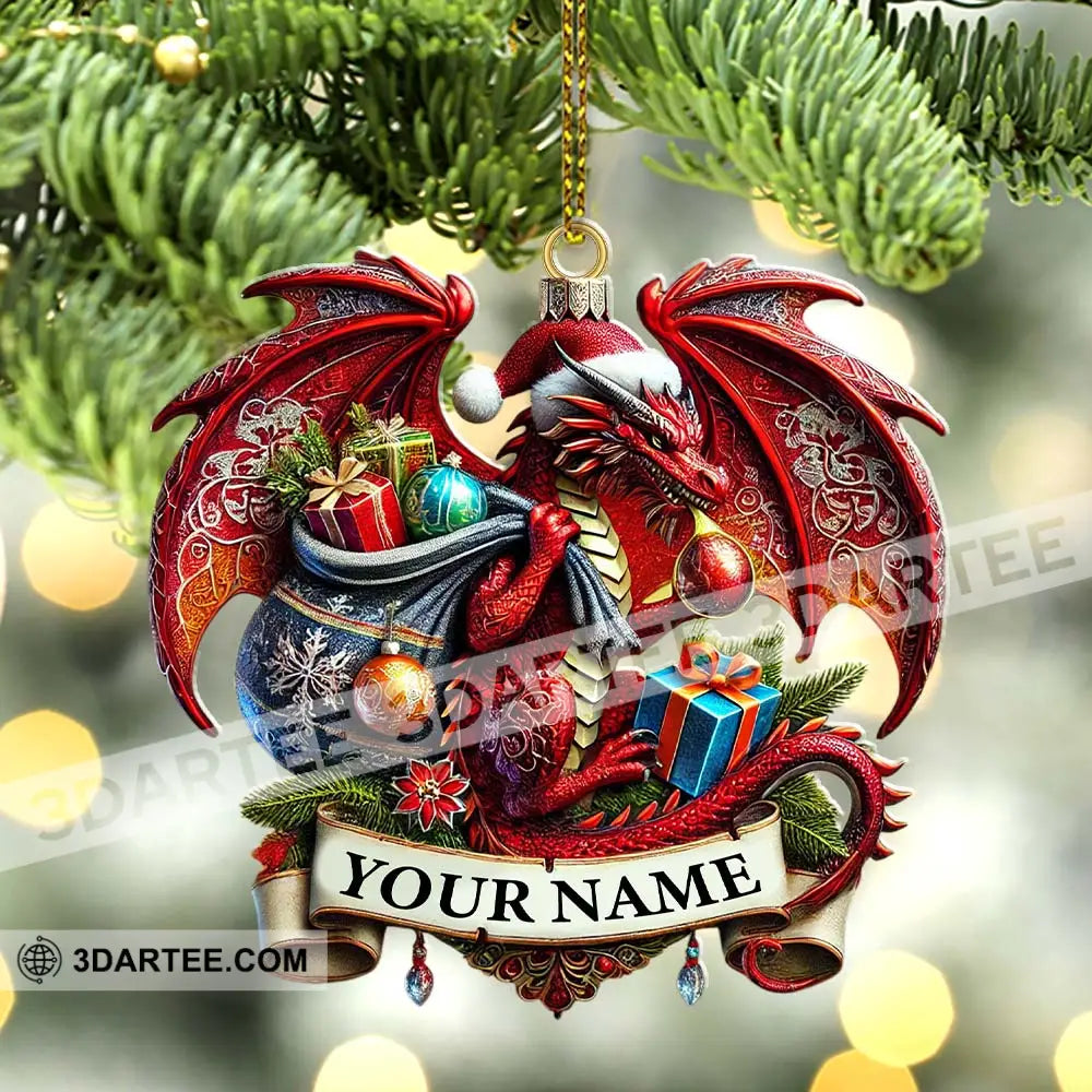 Custom Name Dragon Ornament Christmas Gift For Lover