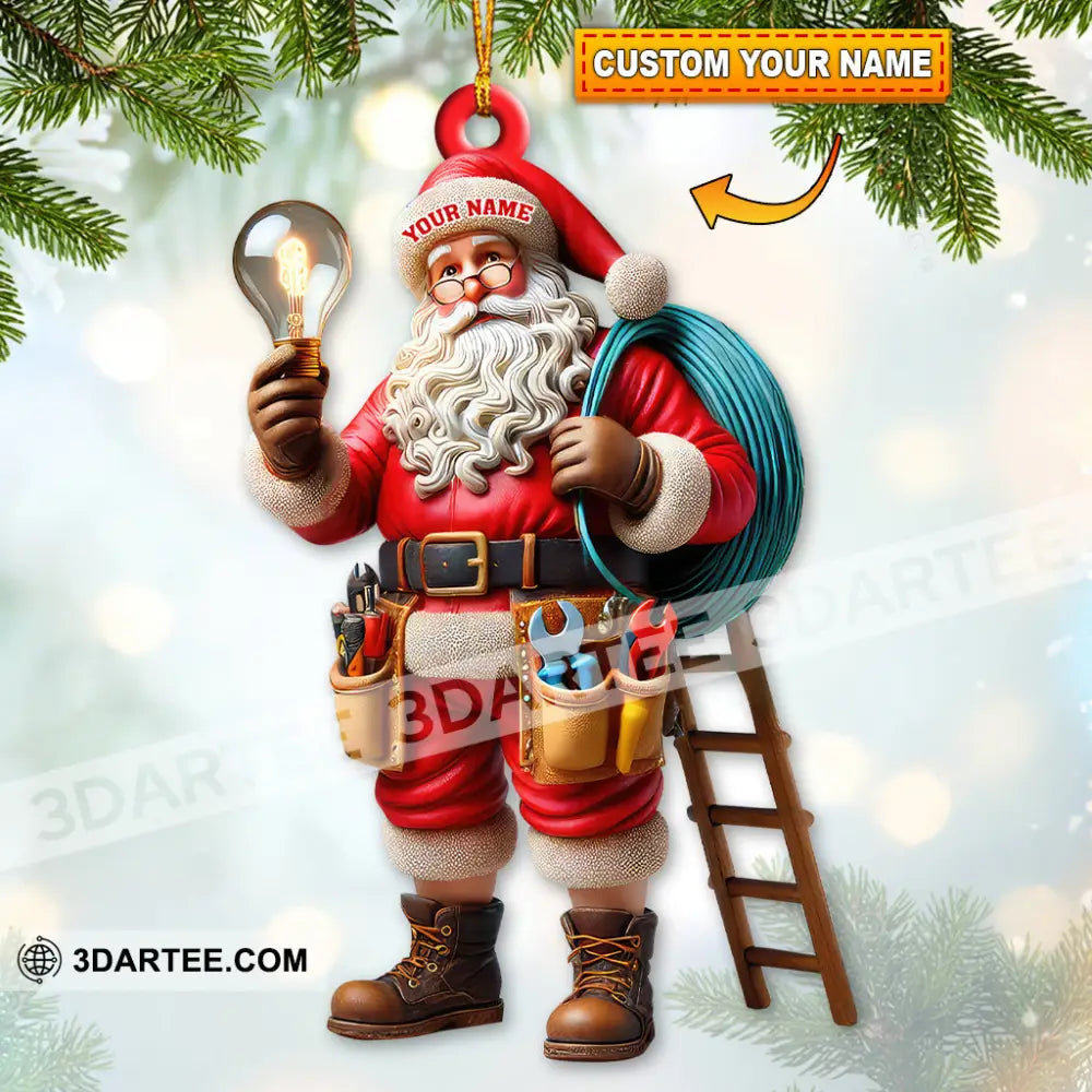 Custom Name Electrician Santa Ornament Christmas Gift