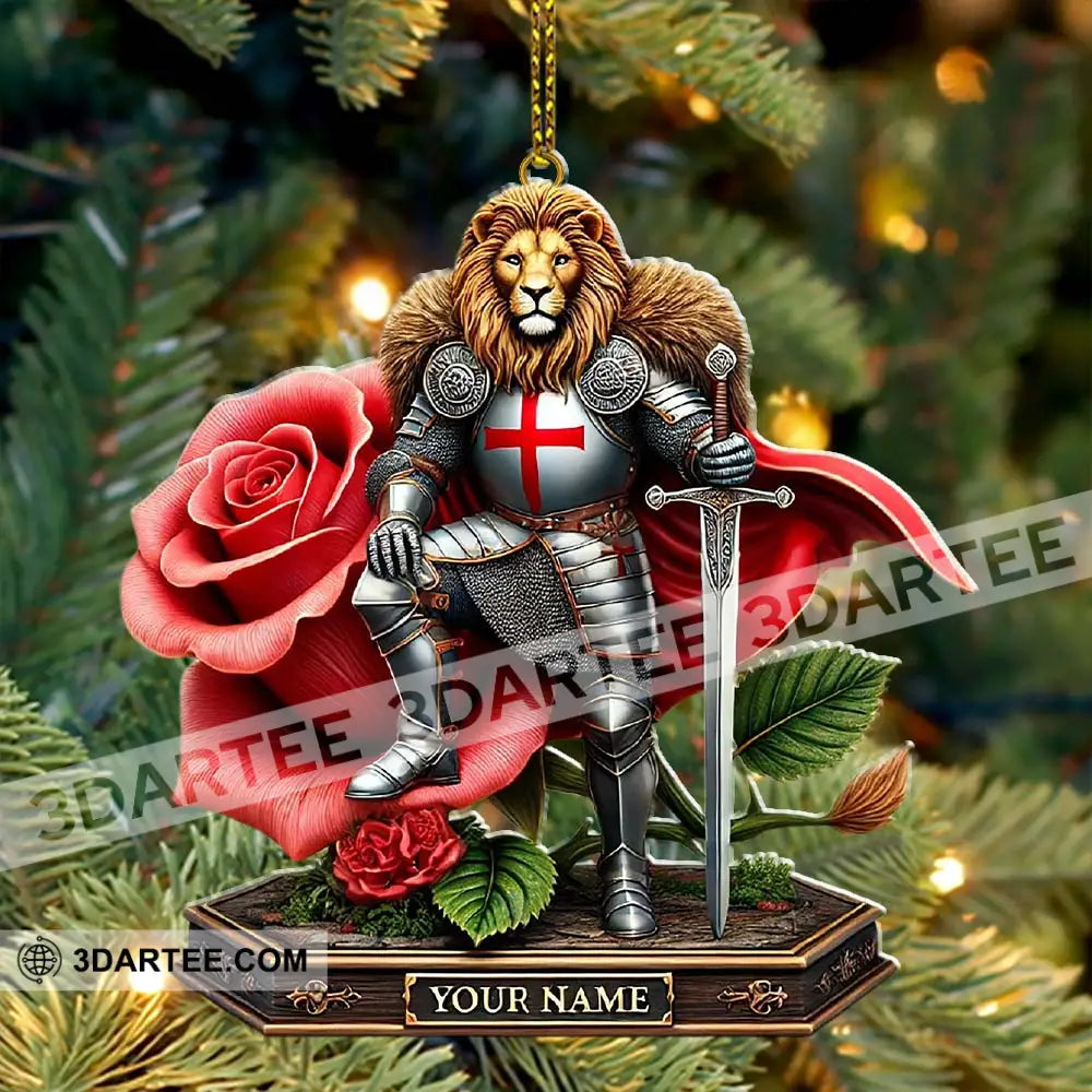 Custom Name England Warrior Ornament Lover Christmas Gift 3.54’’ / 1