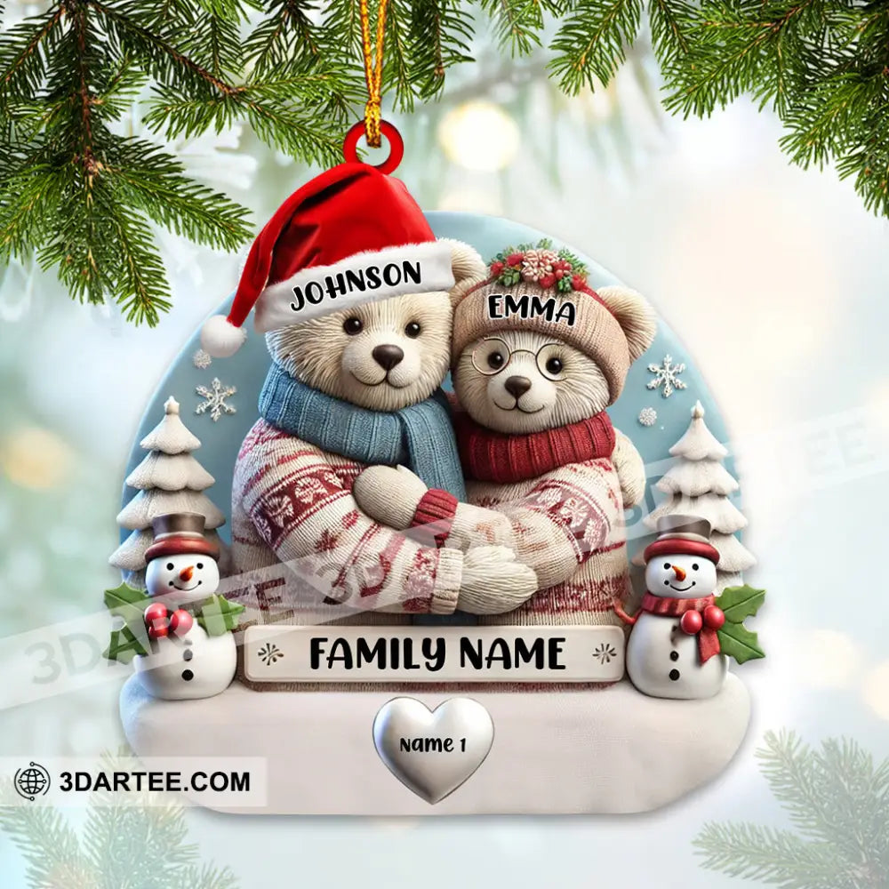 Custom Name Family Bear Christmas Ornament Gift 3.54’’ / 1