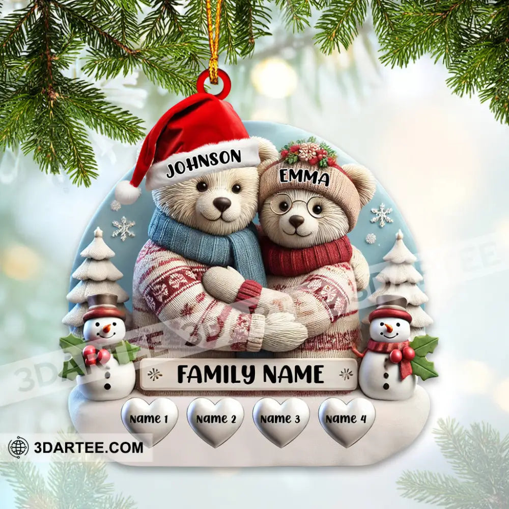 Custom Name Family Bear Christmas Ornament Gift