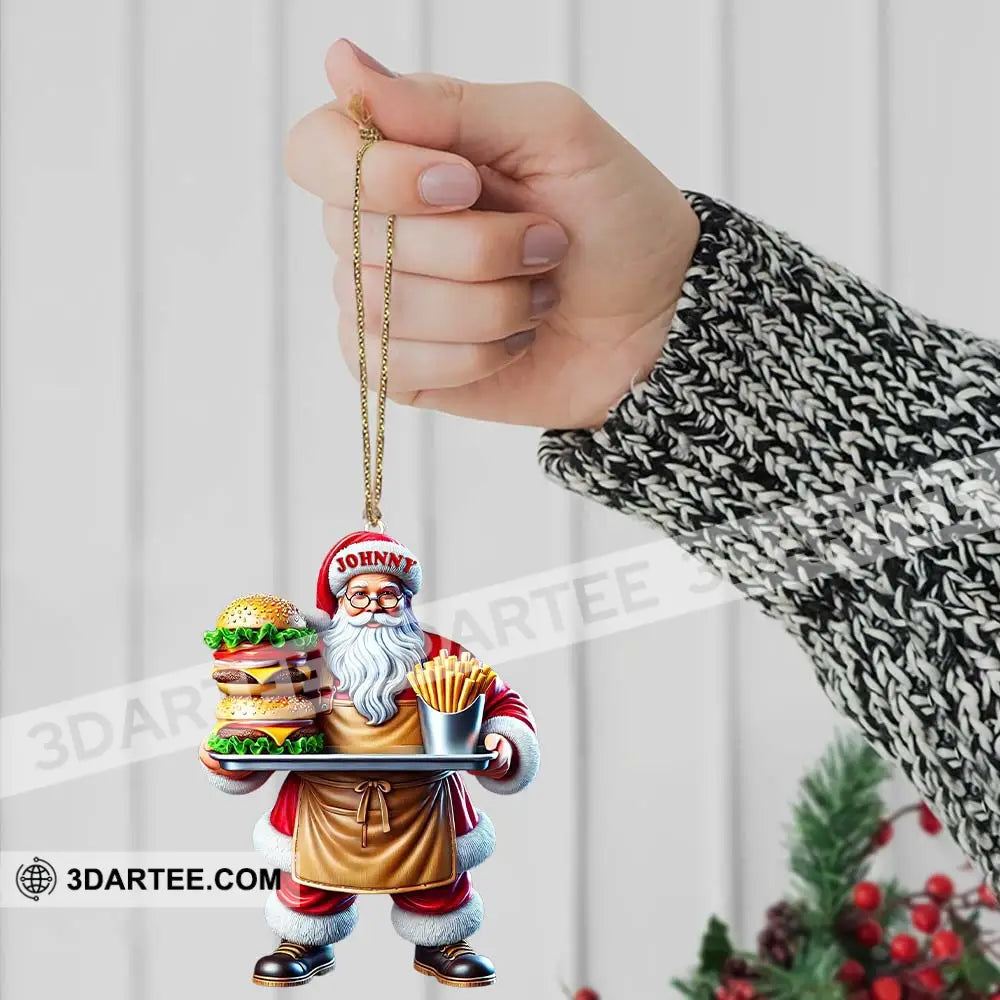 Custom Name Fast Food Santa Ornament Christmas Gift Decoration