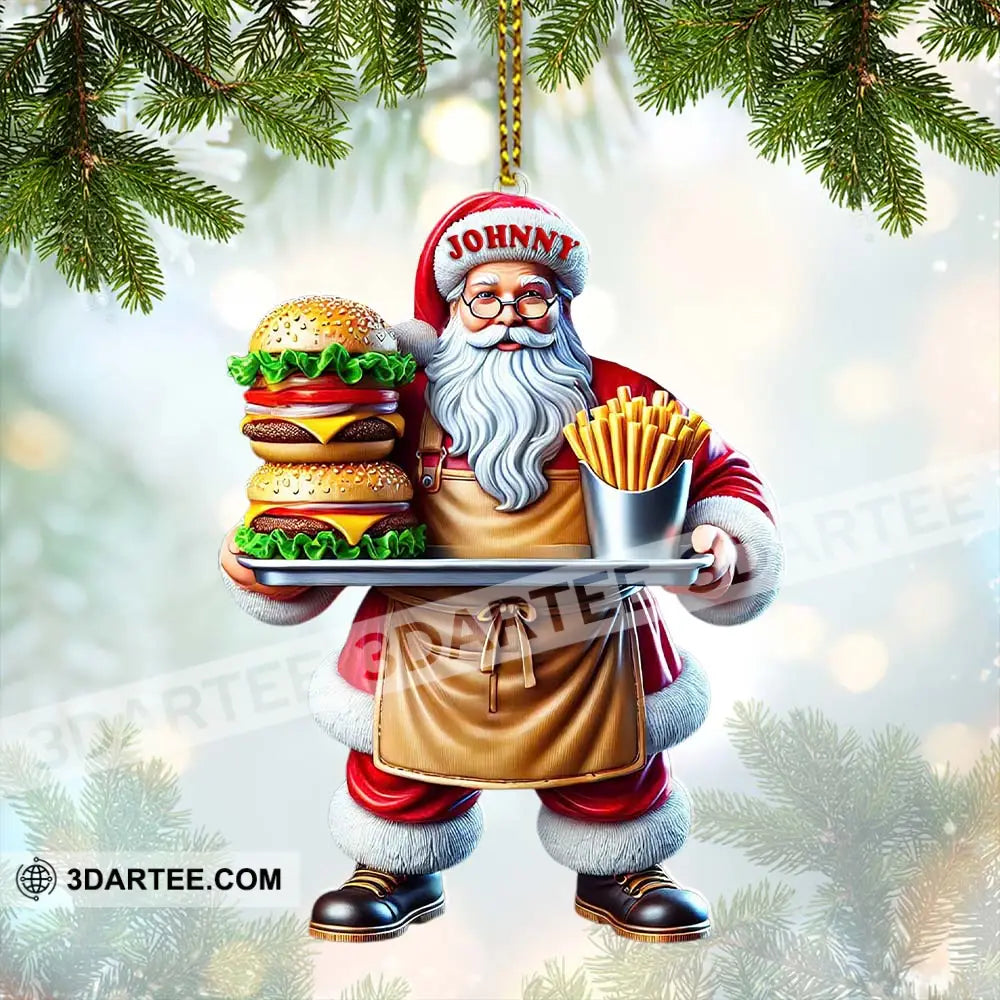 Custom Name Fast Food Santa Ornament Christmas Gift Decoration