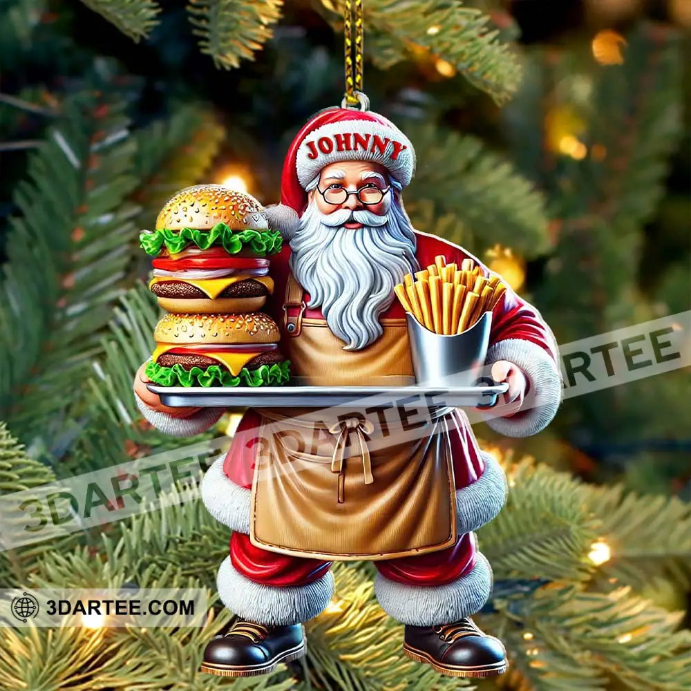 Custom Name Fast Food Santa Ornament Christmas Gift Decoration