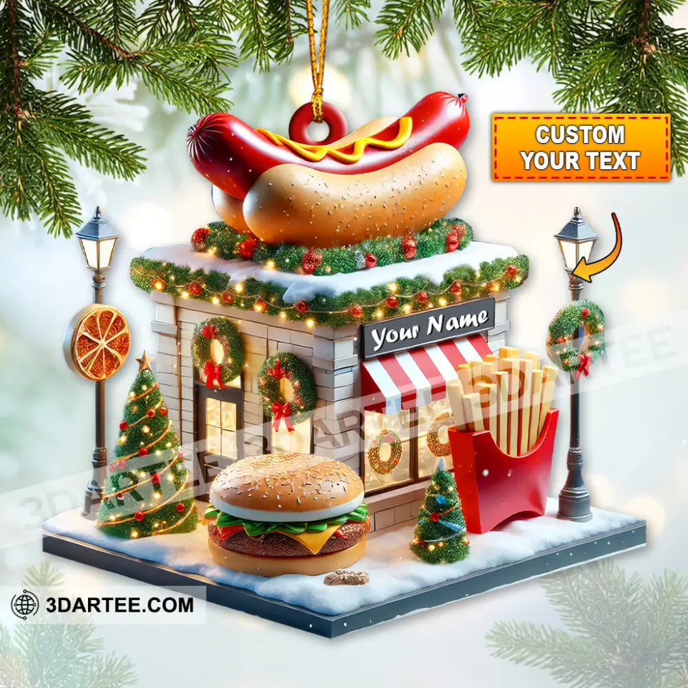 Custom Name Fast Food Store Ornament Christmas Gift