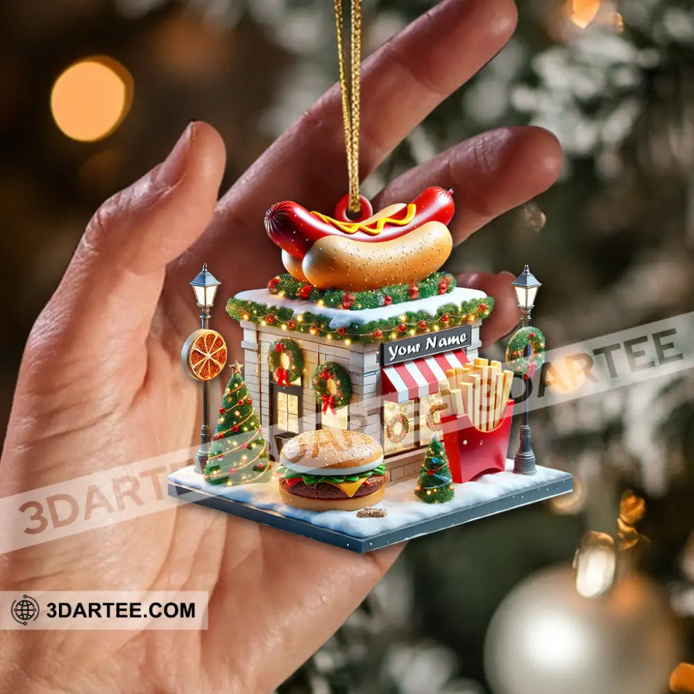 Custom Name Fast Food Store Ornament Christmas Gift 3.54’’ / 1