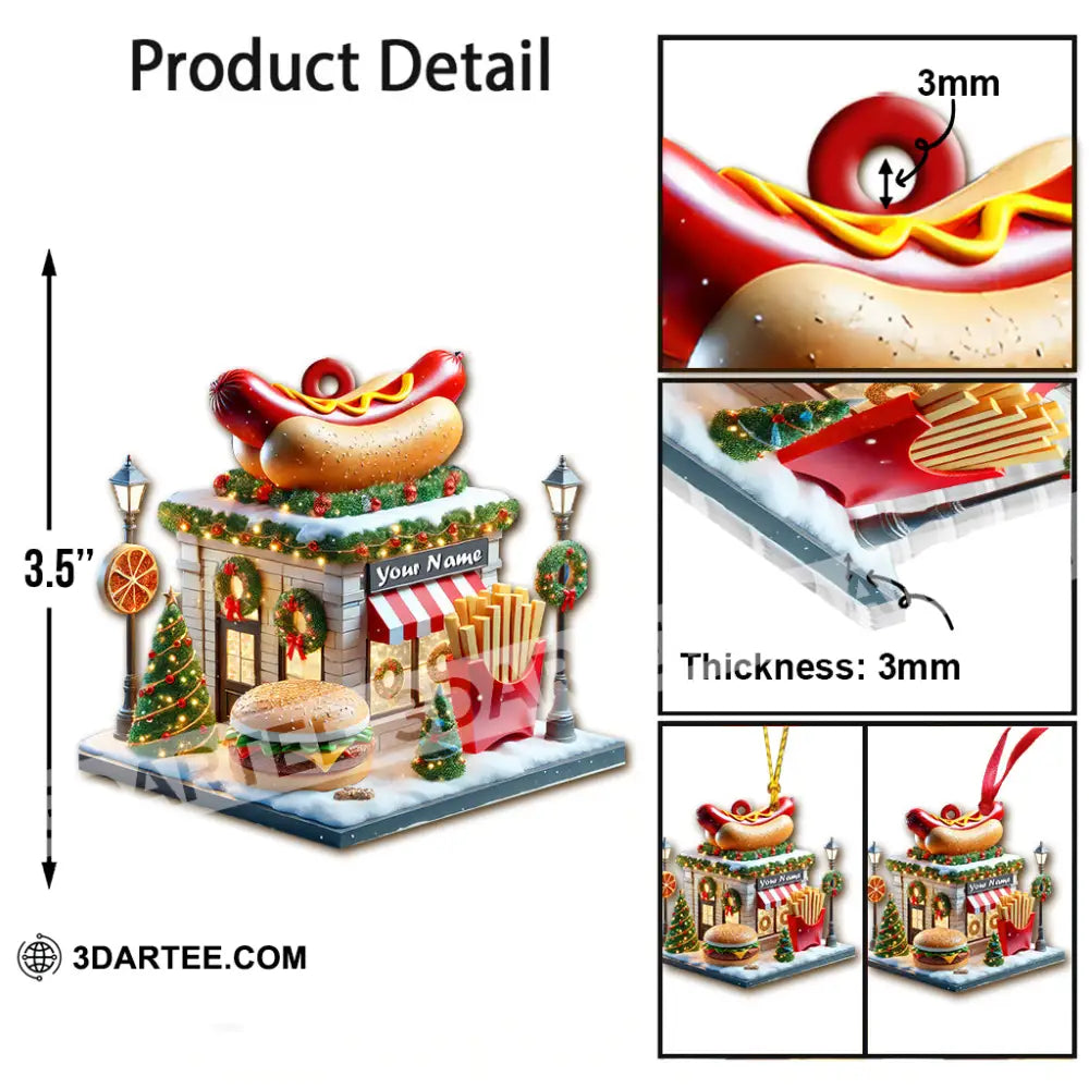 Custom Name Fast Food Store Ornament Christmas Gift