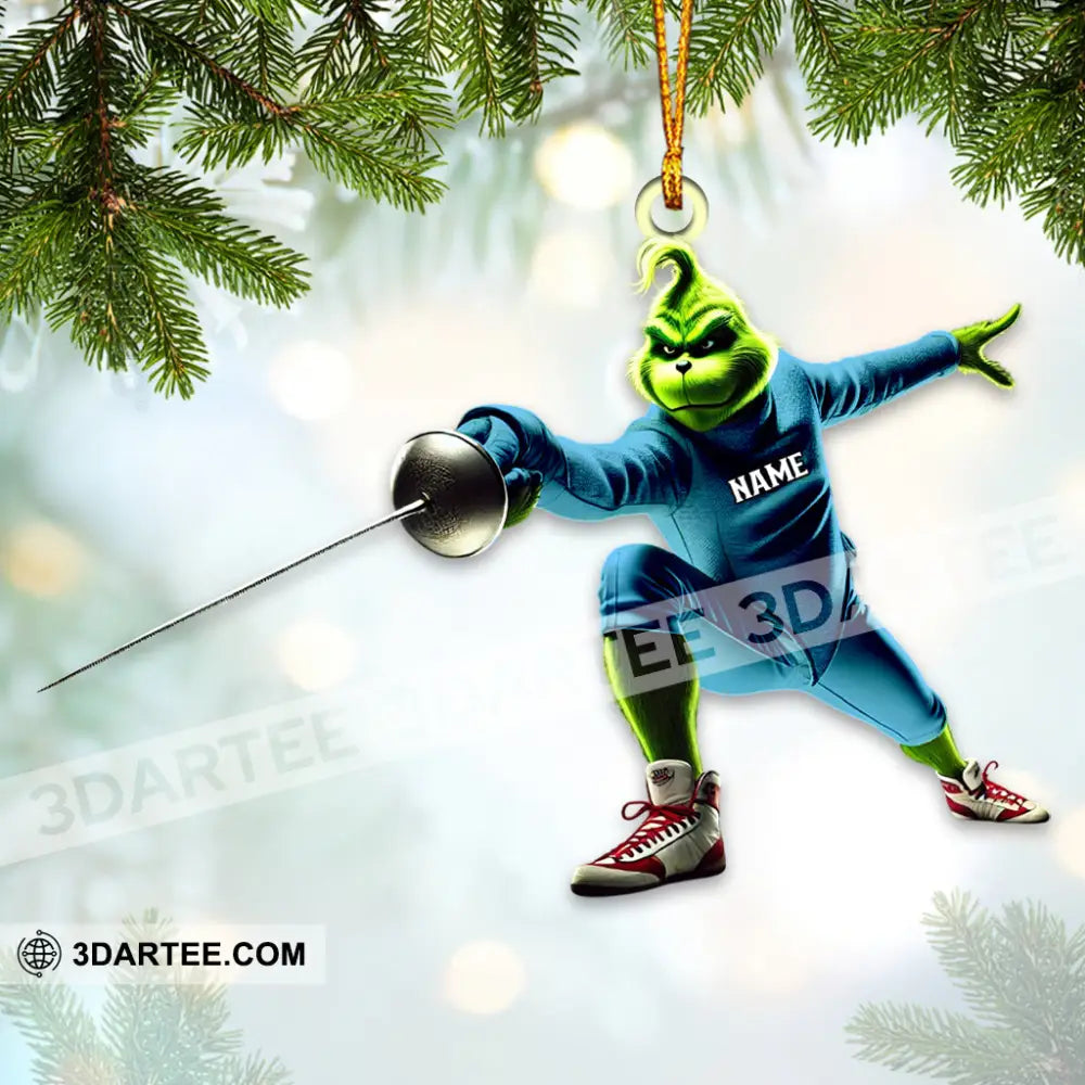 Custom Name Fencing Grinch Ornament Lover Christmas Gift