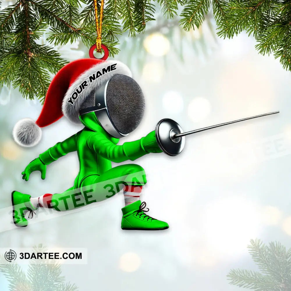 Custom Name Fencing Ornament Lover Christmas Gift 3.54’’ / 1