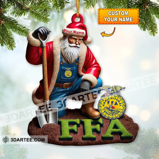 Custom Name Ffa Ornament Santa Farmer Christmas