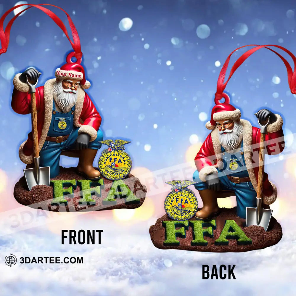 Custom Name Ffa Ornament Santa Farmer Christmas