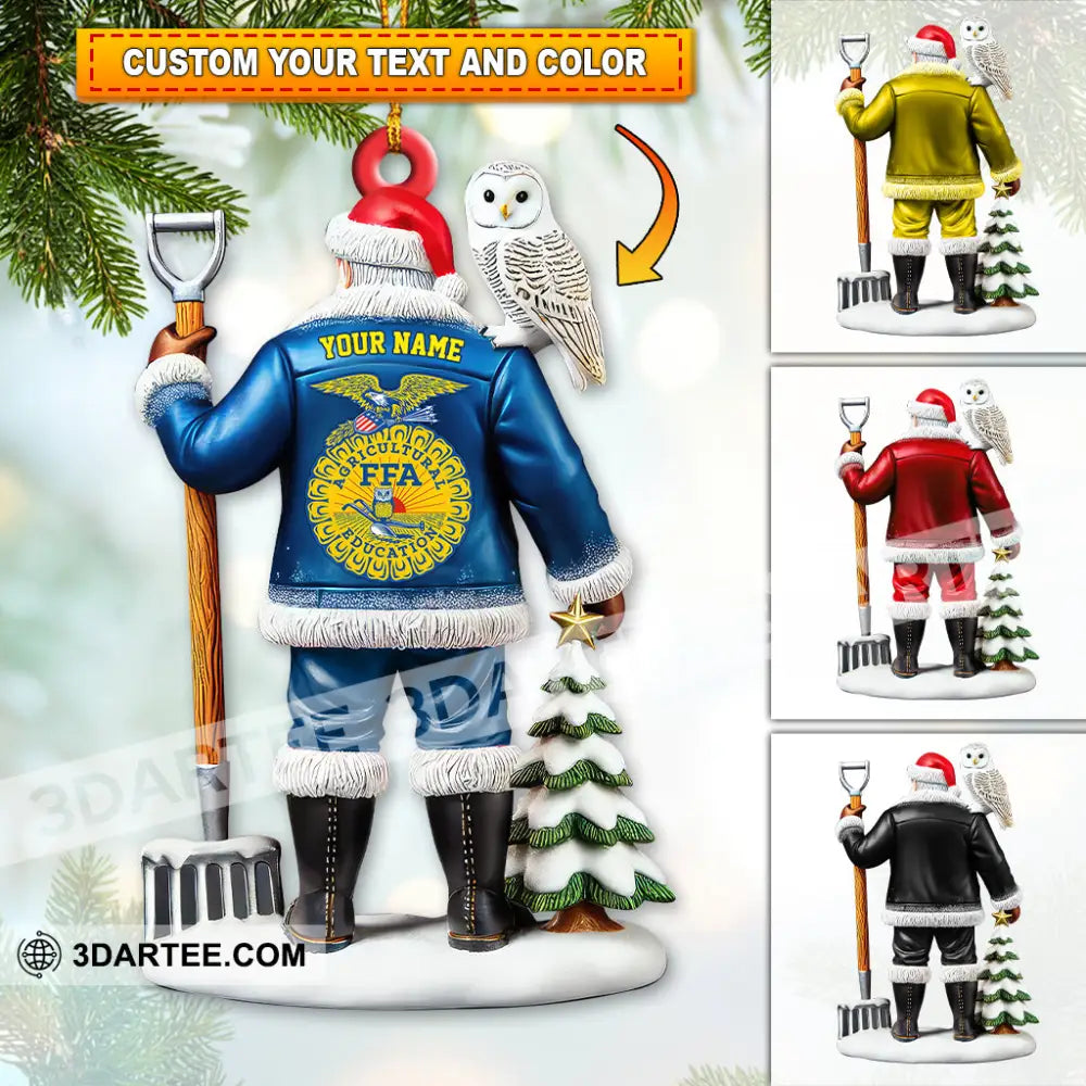 Custom Name Ffa Ornament Santa Farmer Christmas