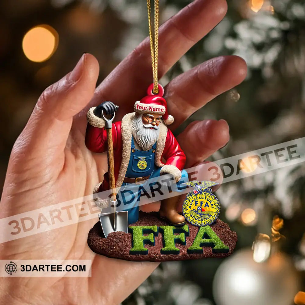 Custom Name Ffa Ornament Santa Farmer Christmas