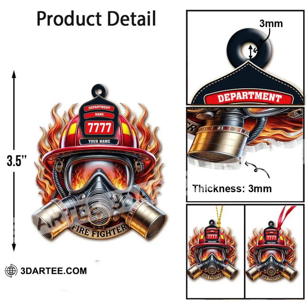 Custom Name Fire Fighter Ornament Christmas Gift