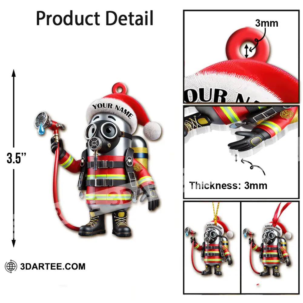 Custom Name Fire Fighter Ornament Christmas Gift