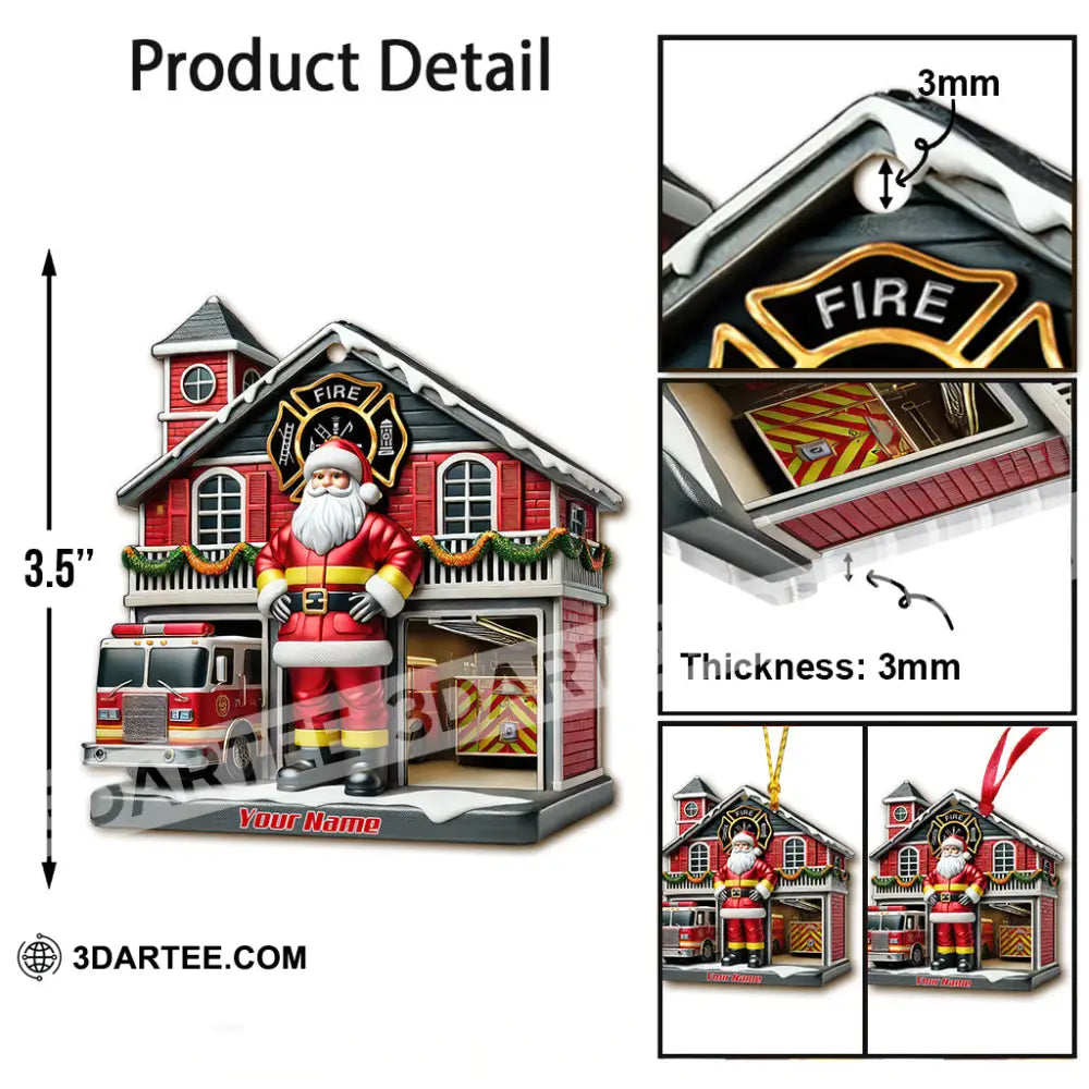 Custom Name Fire Fighter Ornament Christmas Gift