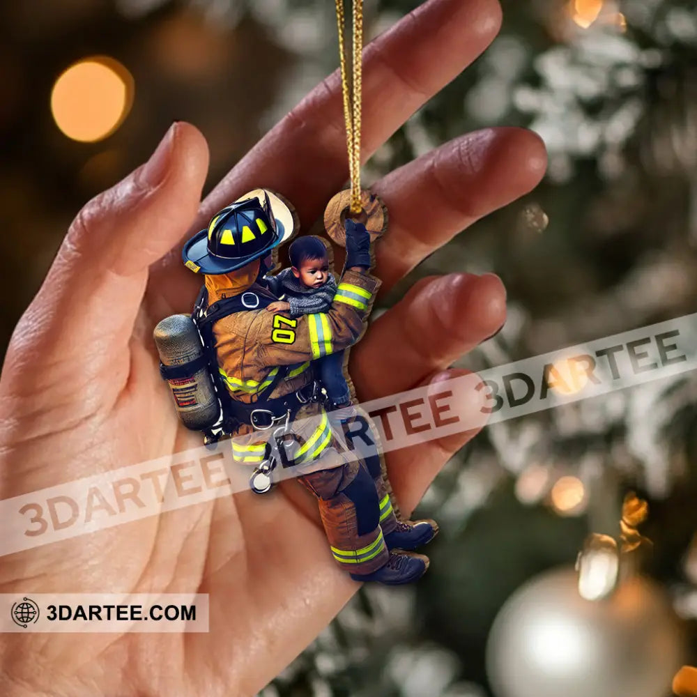 Custom Name Fire Fighter Ornament Gift 3.54’’ / 1