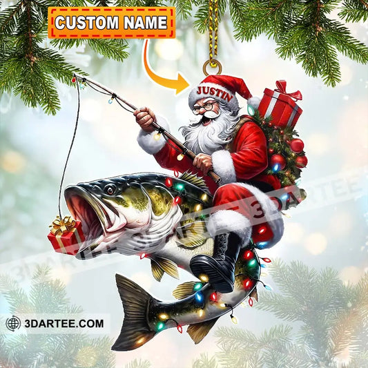 Custom Name Fishing Santa Ornament Christmas Gift