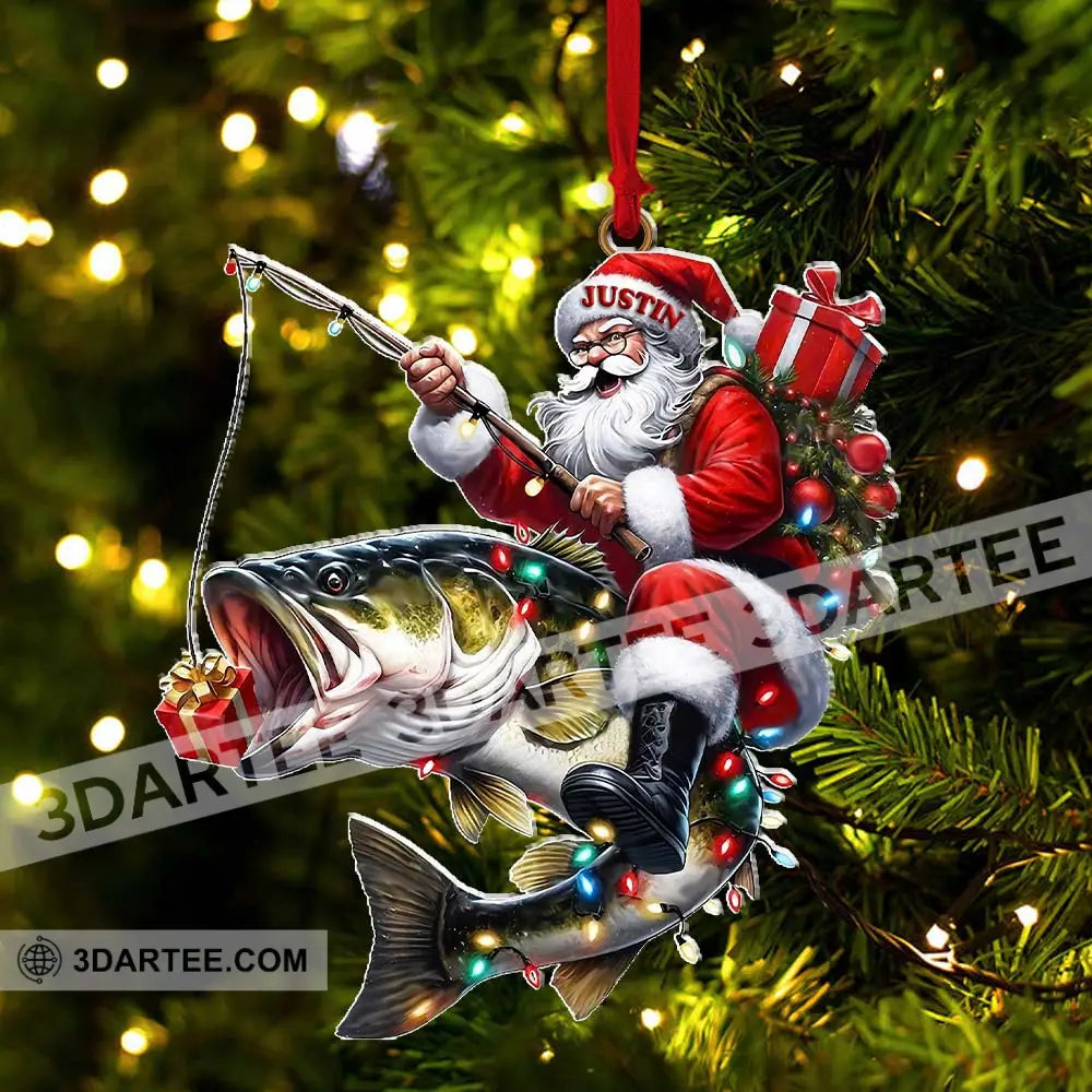 Custom Name Fishing Santa Ornament Christmas Gift