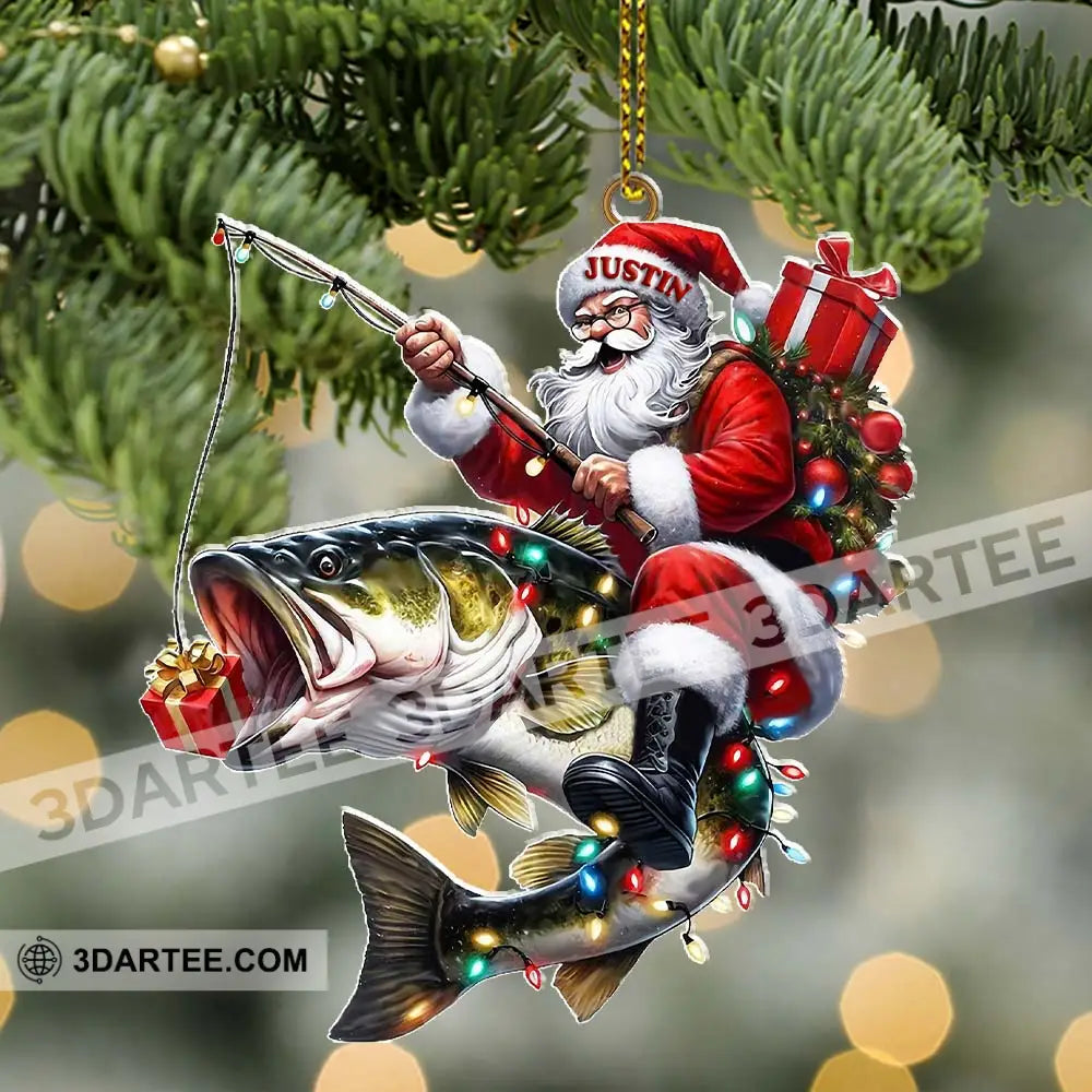 Custom Name Fishing Santa Ornament Christmas Gift