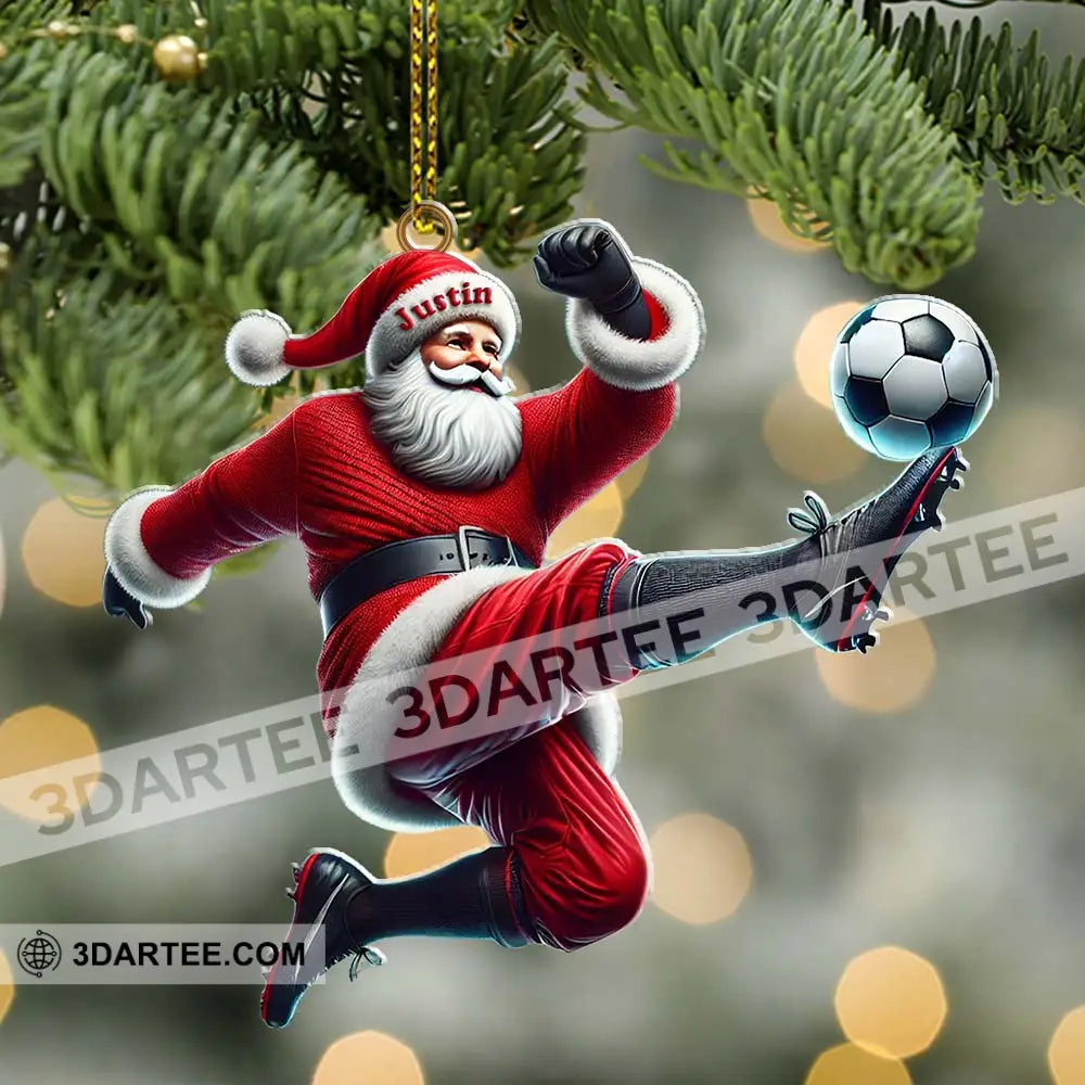 Custom Name Football Santa Ornament Christmas Gift