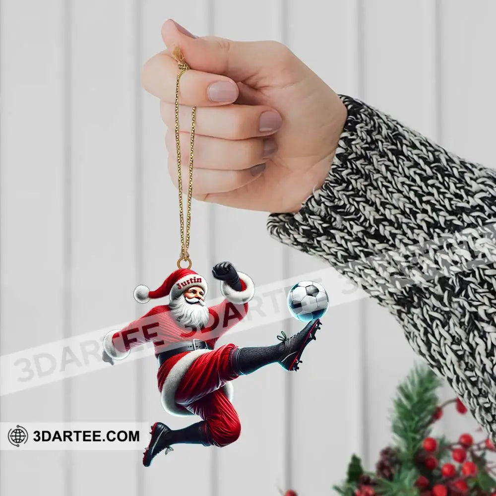 Custom Name Football Santa Ornament Christmas Gift