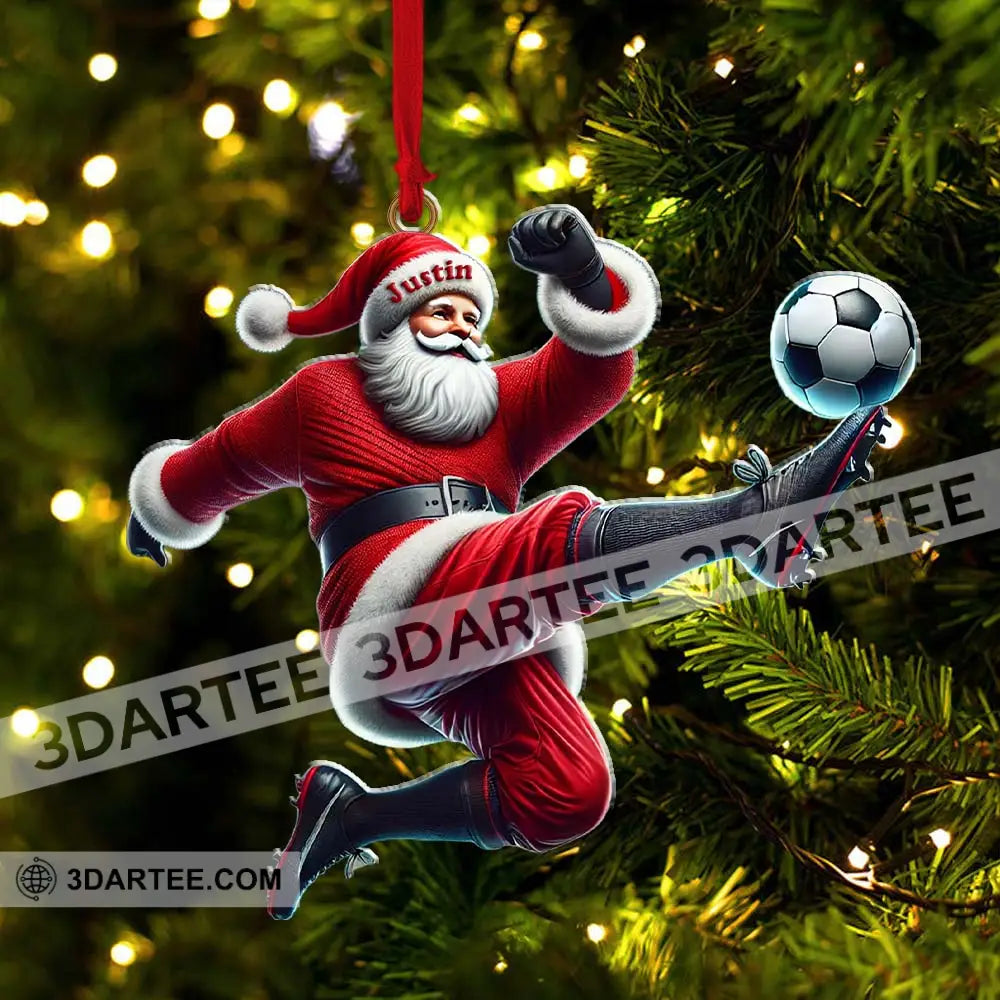 Custom Name Football Santa Ornament Christmas Gift