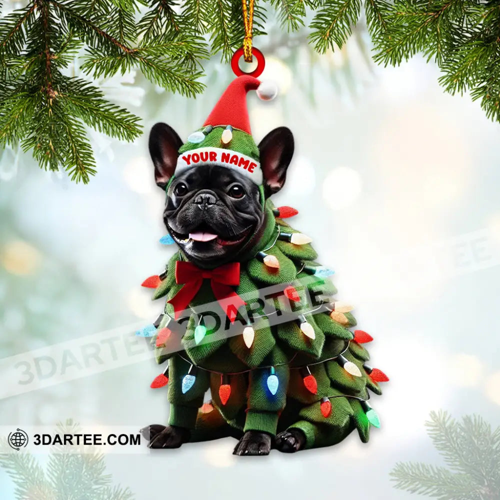 Custom Name French Bulldog Ornament Dog Christmas Gift Decoration 3.54’’ / 1