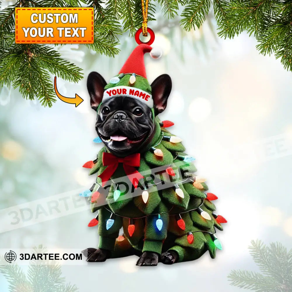 Custom Name French Bulldog Ornament Dog Christmas Gift Decoration