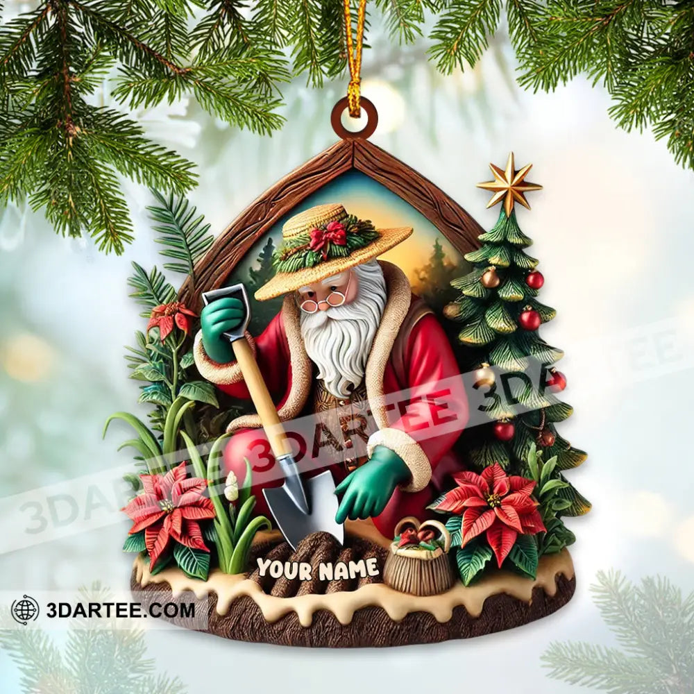 Custom Name Gardener Santa Ornament Christmas Gift For 3.54’’ / 1